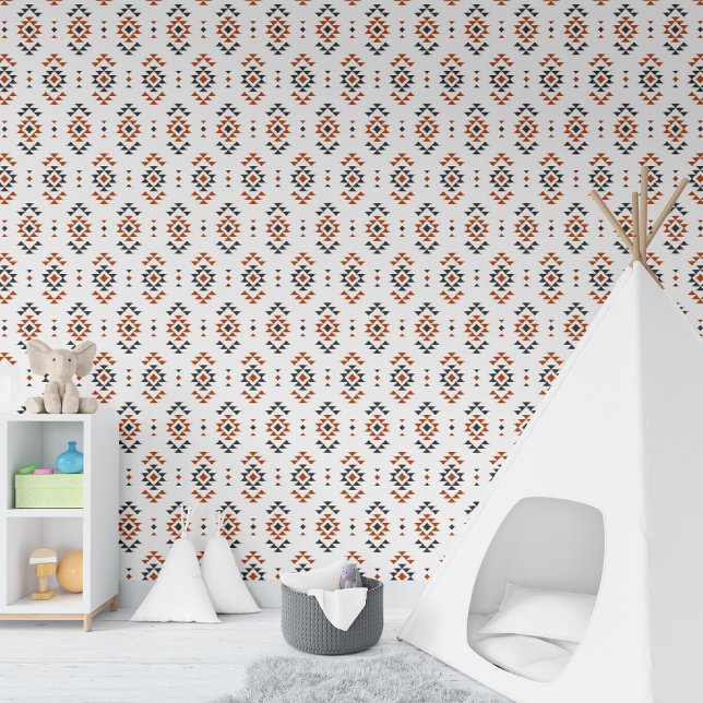 Papel Pintado Patrón étnico geométrico blanco estilo nativo indi (Subido por el creador)