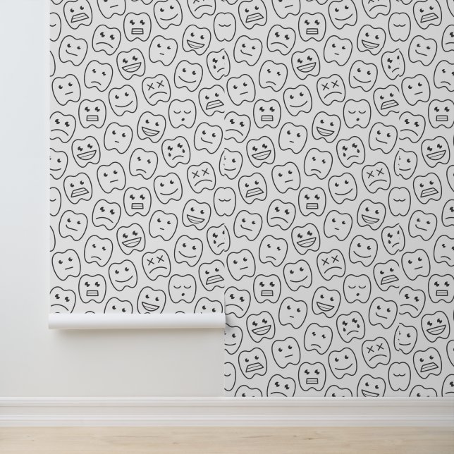 Papel Pintado Patrón feliz de los dientes (Solicitud)