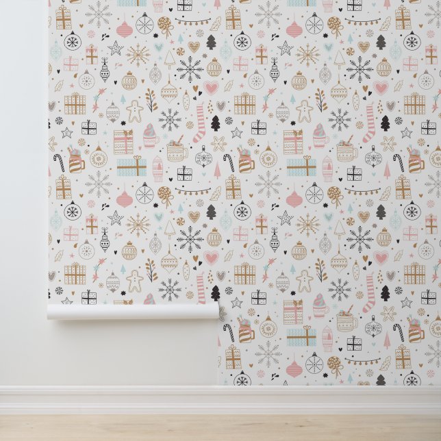 Papel Pintado Patrón festivo festivo de los Navidades modernos (Solicitud)