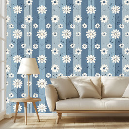 Papel Pintado Patrón Floral Azul Polvoriento Antiguo Sin Costura