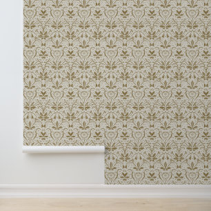 Papel Pintado Patrón floral beige clásico elegante