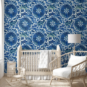 Papel Pintado Patrón floral chino azul