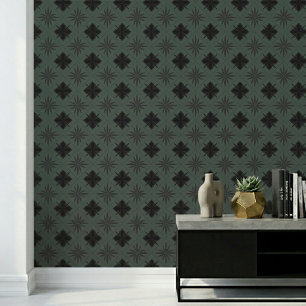 Papel Pintado Patrón Floral Clásico Moderno Verde Azul Terroso O