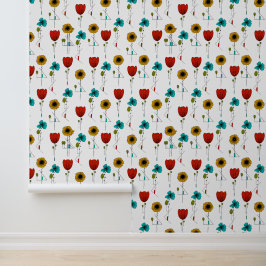 Papel Pintado Patrón floral contemporáneo Art Noveau