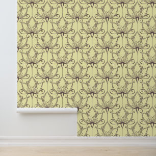 Papel Pintado Patrón floral crema