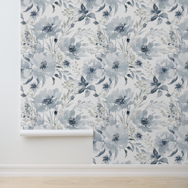 Papel Pintado Patrón floral de acuarela azul (Solicitud)