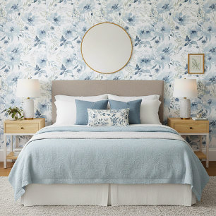 Papel Pintado Patrón floral de acuarela azul