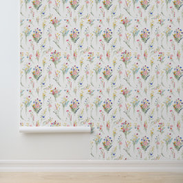 Papel Pintado Patrón floral de acuarela de flores silvestres