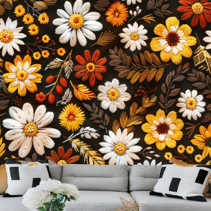 Papel Pintado Patrón floral de barrido de otoño