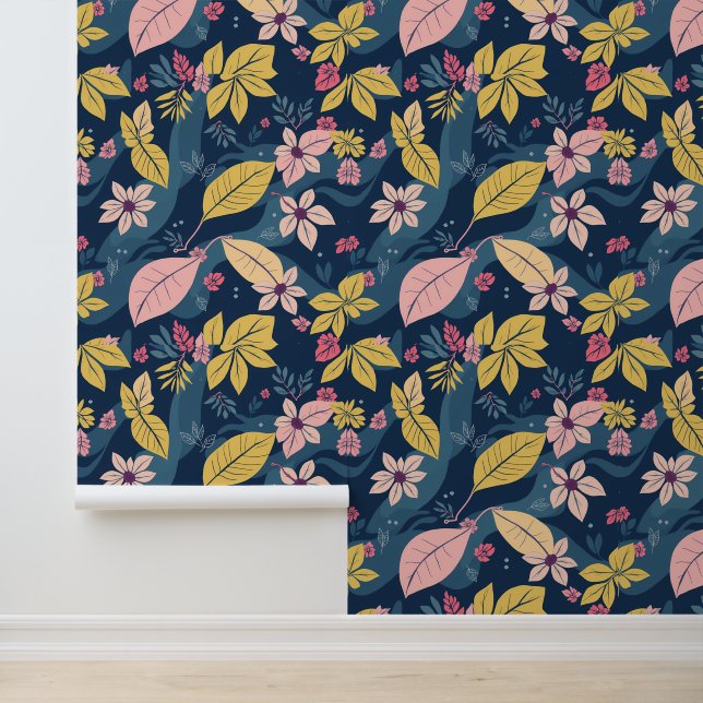 Papel Pintado Patrón floral de brillo tropical (Solicitud)