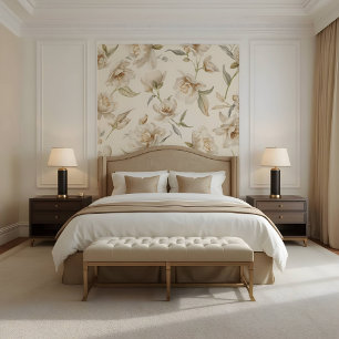 Papel Pintado Patrón floral de camelia blanca suave