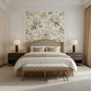 Papel Pintado Patrón floral de camelia blanca suave