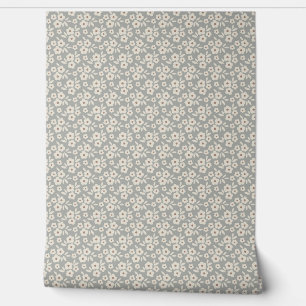 Papel Pintado Patrón floral de cáscara blanca y gris