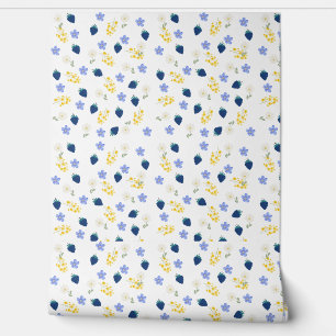 Papel Pintado Patrón floral de flor silvestre y zarzamora