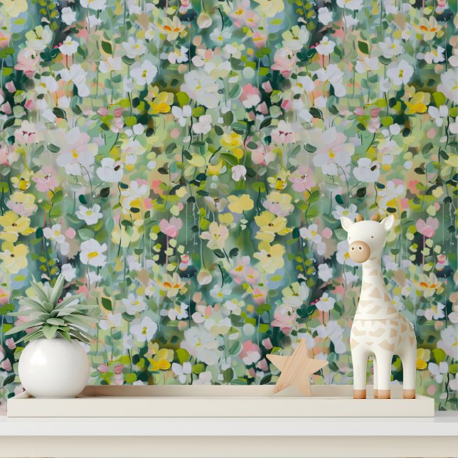 Papel Pintado Patrón floral de flores pintadas de acrílico moder (Subido por el creador)