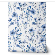 Patrón floral de flores silvestres acuarela azul b