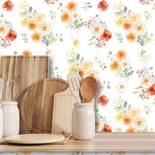 Papel Pintado Patrón floral de flores soleadas acuarela