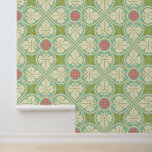 Papel Pintado Patrón floral de hojas ornadas de estilo victorian<br><div class="desc">Añade un poco de belleza antigua a tus paredes con este decorado ornamentado inspirado en el Art Nouveau. En tonos vintage de verde,  crema y rosa,  este bonito diseño de papel pintado incluye flores y hojas entrelazadas y estilizadas.</div>