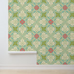 Papel Pintado Patrón floral de hojas ornadas de estilo victorian<br><div class="desc">Añade un poco de belleza antigua a tus paredes con este decorado ornamentado inspirado en el Art Nouveau. En tonos vintage de verde,  crema y rosa,  este bonito diseño de papel pintado incluye flores y hojas entrelazadas y estilizadas.</div>