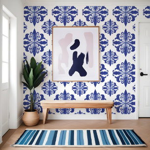 Papel Pintado Patrón floral de la Grecia azul