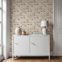 Patrón floral de Lily Beige-Blanco Botánico