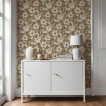 Patrón floral de Lirio de Beige Verde Sage Botánic