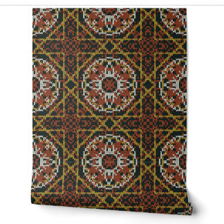 Papel Pintado Patrón floral de mandala geométrico étnico pixelad