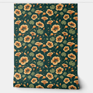 Papel Pintado Patrón floral de nasturcio vibrante