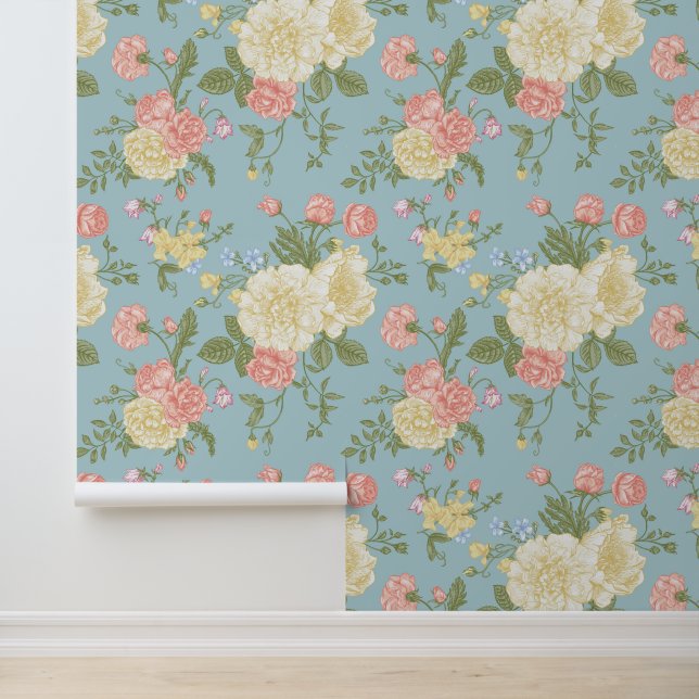 Papel Pintado Patrón floral de Peony Garden (Solicitud)