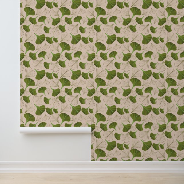 Papel Pintado Patrón floral de Serene Gingko Beige (Solicitud)