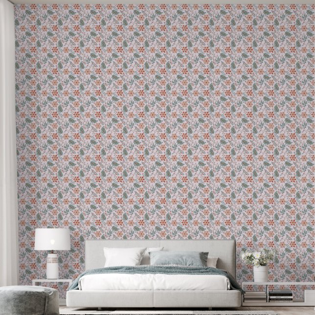 Papel Pintado Patrón floral en estilo boho (Dormitorio)