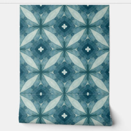 Papel Pintado Patrón floral geométrico azul