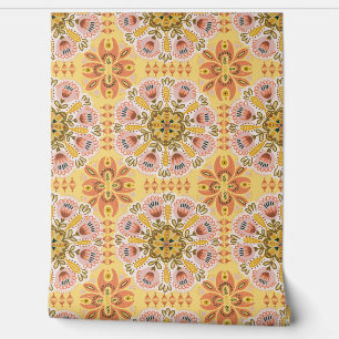 Papel Pintado Patrón floral geométrico bohemio