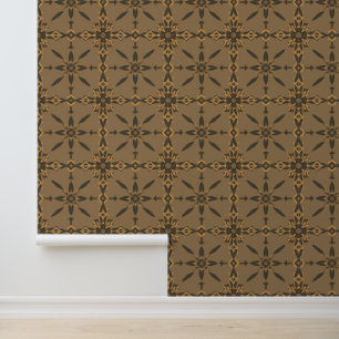 Papel Pintado Patrón floral geométrico en tonos terrestres cálid