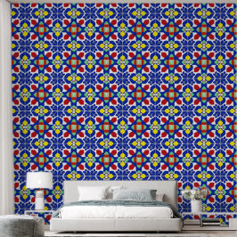 Papel Pintado Patrón floral geométrico inspirado en colores