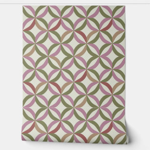Papel Pintado Patrón floral geométrico retro en tonos terrosos