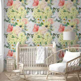 Papel Pintado Patrón floral húmedo botánico moderno