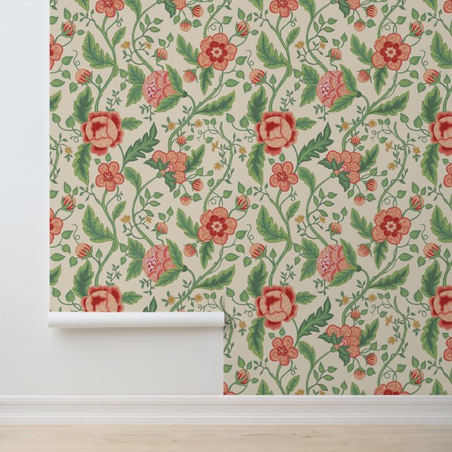 Papel Pintado Patrón floral Jacobo verde (Solicitud)