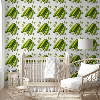 Papel Pintado Patrón floral ligero de pepino vegetal