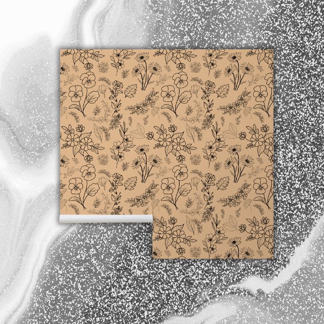 Papel Pintado Patrón floral negro en la melodía | (Subido por el creador)