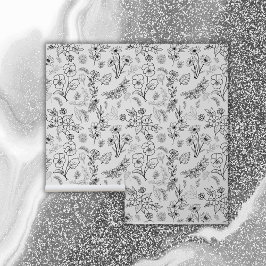 Papel Pintado Patrón floral negro sobre blanco |