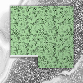 Papel Pintado Patrón floral negro sobre verde |