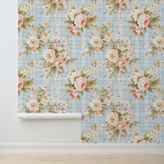 Papel Pintado Patrón floral shabby chic (Solicitud)