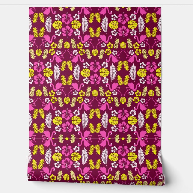 Papel Pintado Patrón Floral Tropical Frutas (Desenrollar)