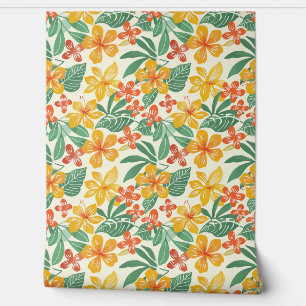 Papel Pintado Patrón floral tropical vibrante