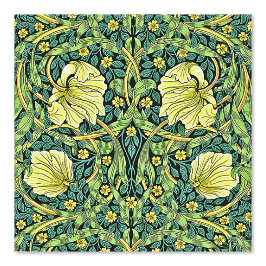 Papel Pintado Patrón floral Tulipano dorado Pimpernel y Foliage