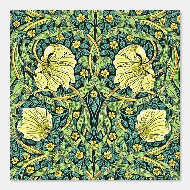 Papel Pintado Patrón floral Tulipano dorado Pimpernel y Foliage (Anverso)