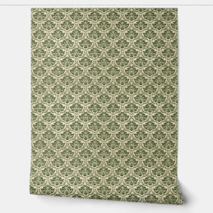 Papel Pintado Patrón floral verde Ornamentos de cosecha retro