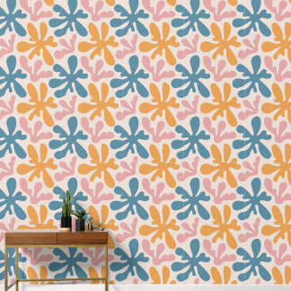 Papel Pintado Patrón floral vintage retro Groovy Pastel