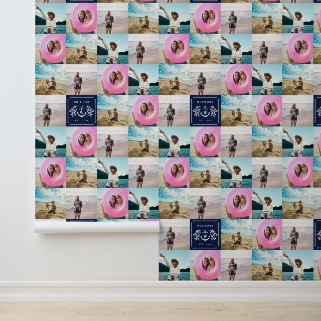 Papel Pintado Patrón fotográfico de monograma náutico de la Mari (Solicitud)